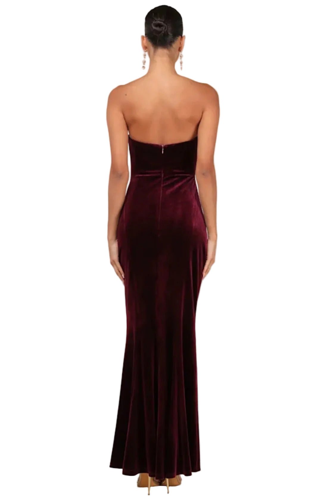 Z| Lulus Plum Purple Velvet Strapless Maxi Dress