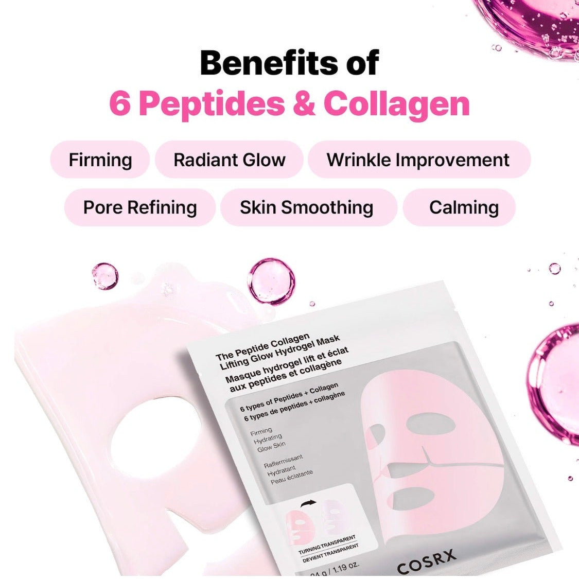 COSRX | The Peptide Collagen Lifting Glow Hydrogel Mask 3EA