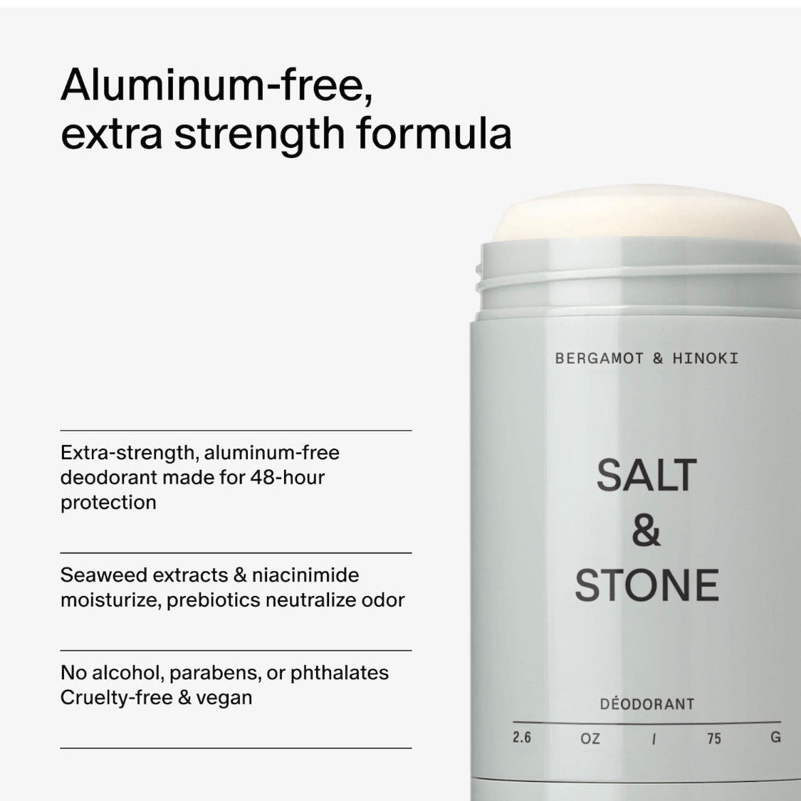 SALT & STONE | Bergamot & Hinoki Aluminum-Free Deodorant