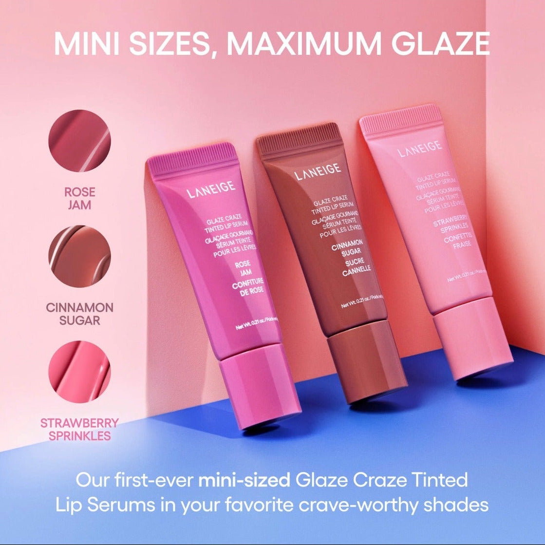 LANEIGE | Glassy Lip Minis | Tinted Peptide Lip Serum Gift Set