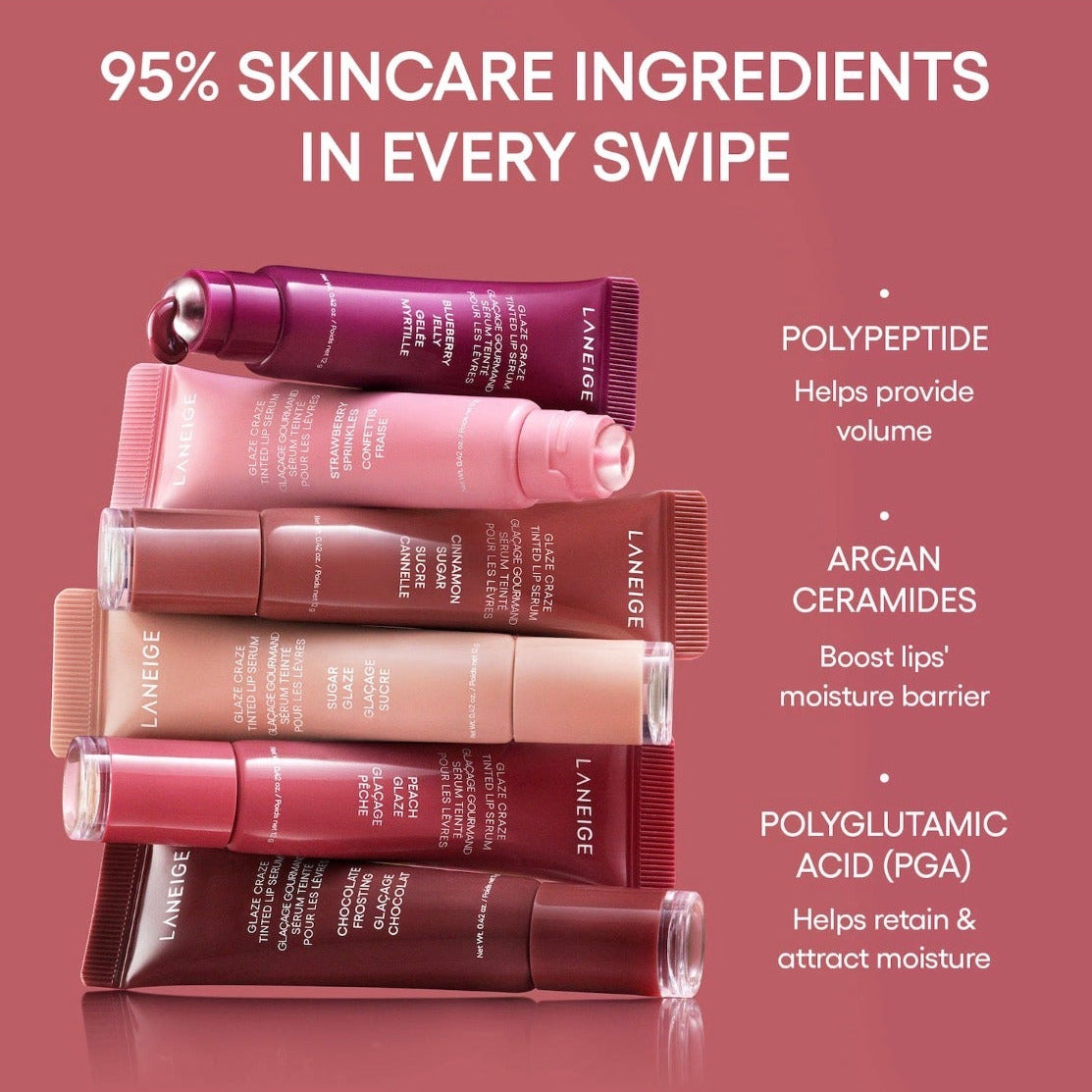LANEIGE | Glassy Lip Minis | Tinted Peptide Lip Serum Gift Set
