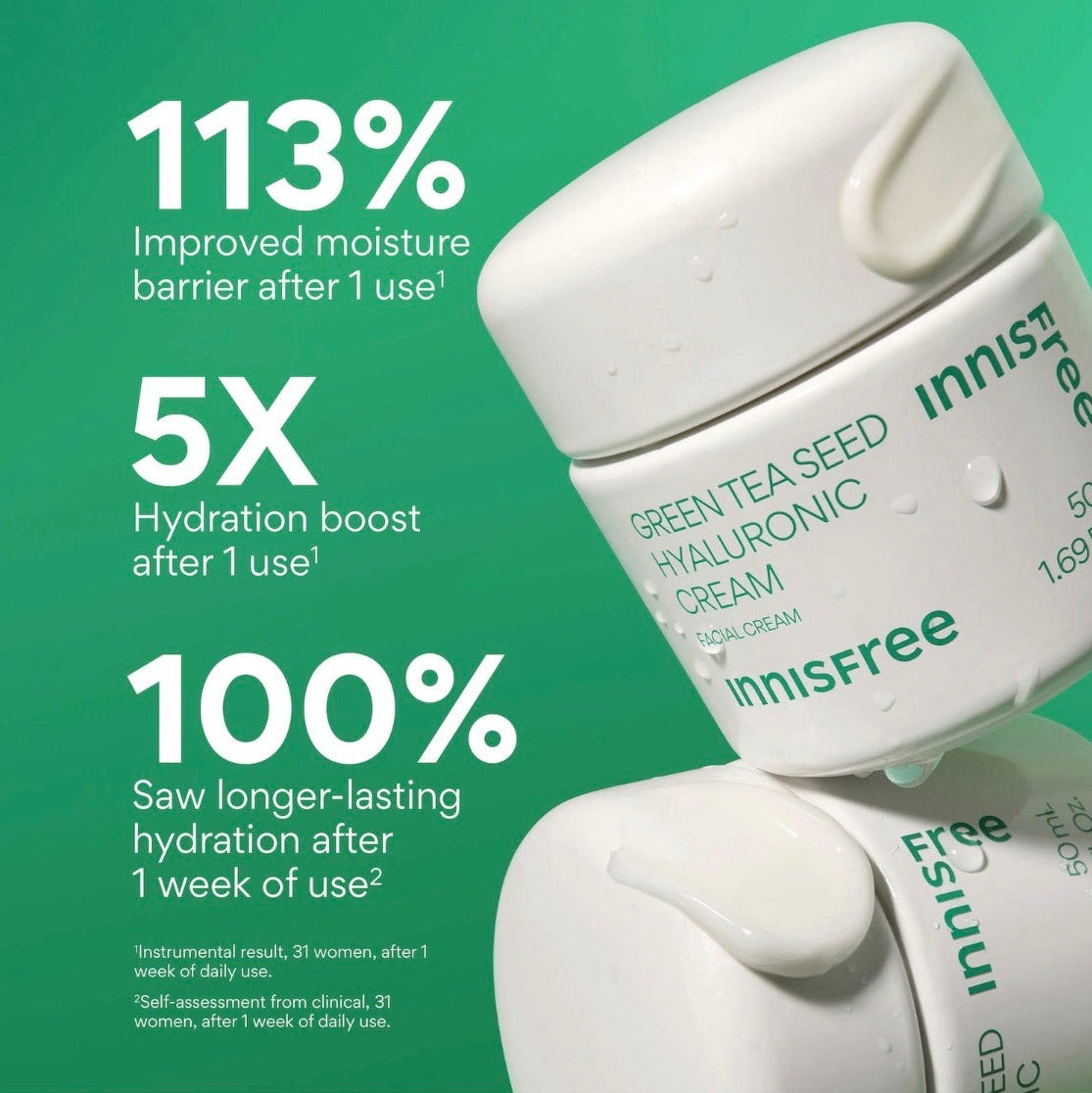 INNISFREE | Mini Green Tea Hyaluroic Acid Hydrating Cream | Skin Barrier Repair