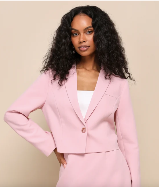 Lulus Pink Twill blazer